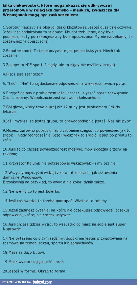 Ciekawostki w relacjach damsko-męskich