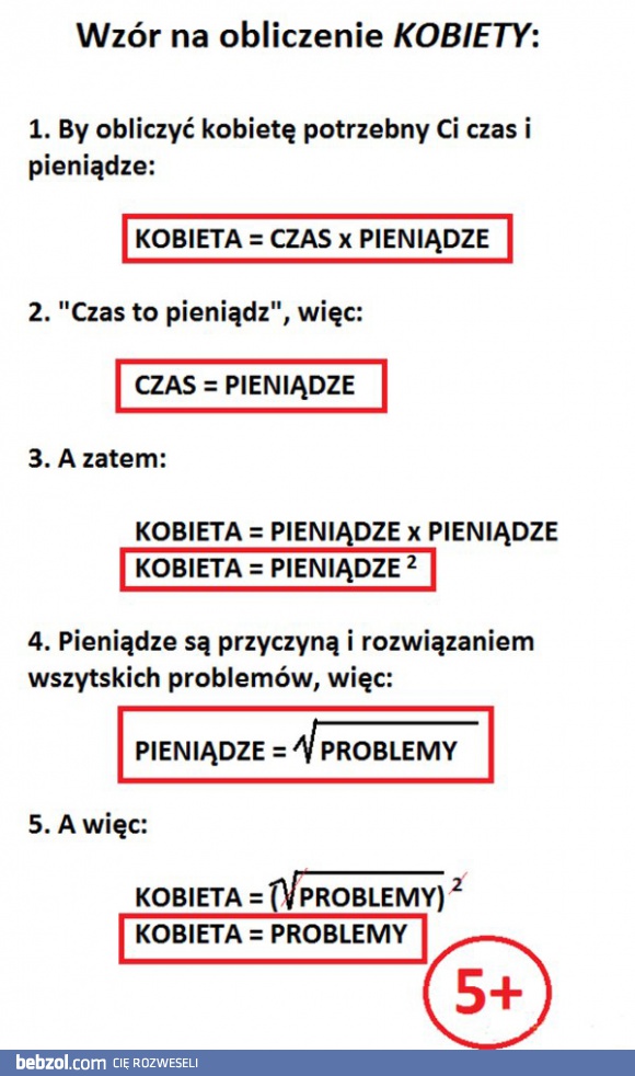 Wzór na obliczenie kobiety