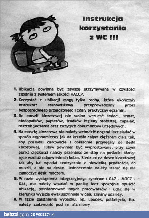 Instrukcja korzystania z WC