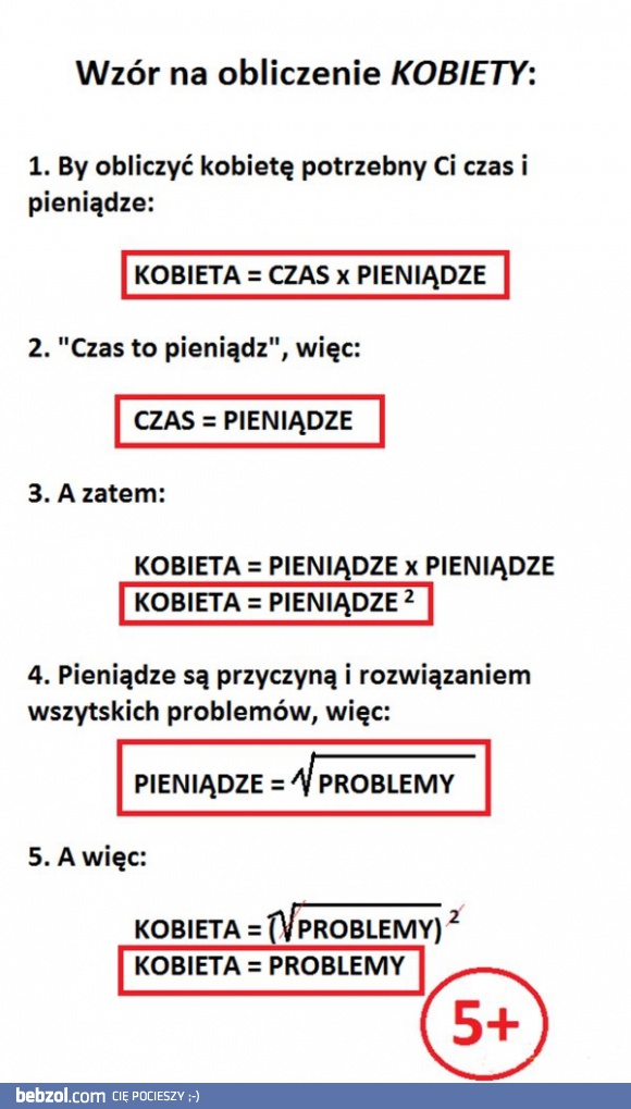Wzór na obliczenie kobiety