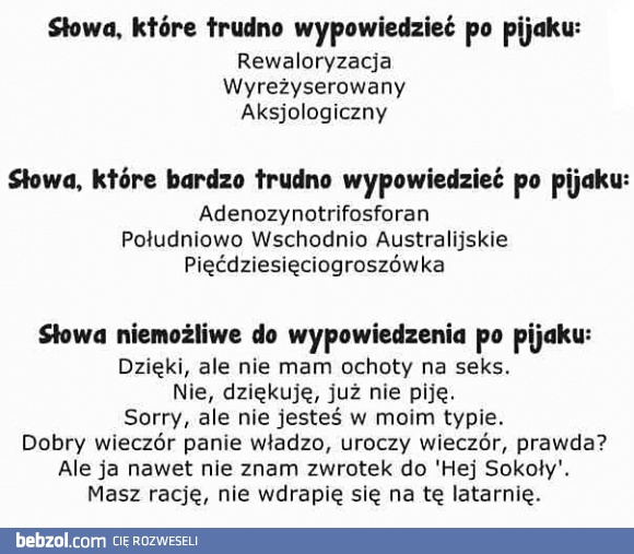Słowa, których nie da się wymówić po pijaku
