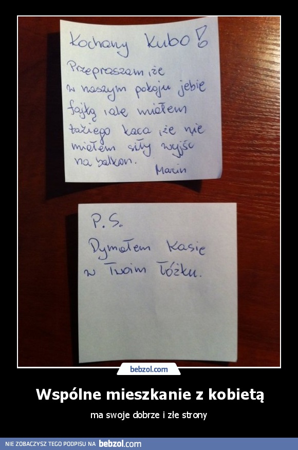 Wspólne mieszkanie z kobietą
