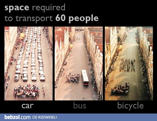 Samochód, autobus, rower