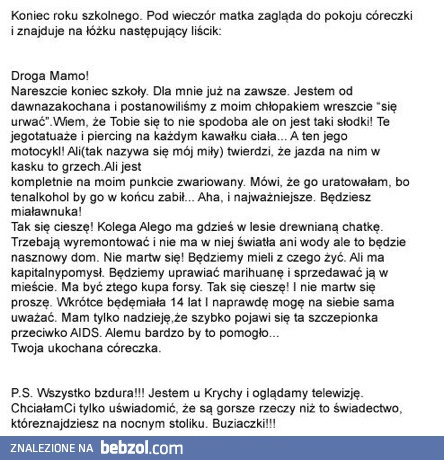 Liścik od córeczki