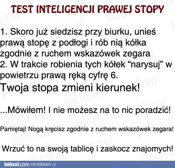 Test inteligencji prawej stopy