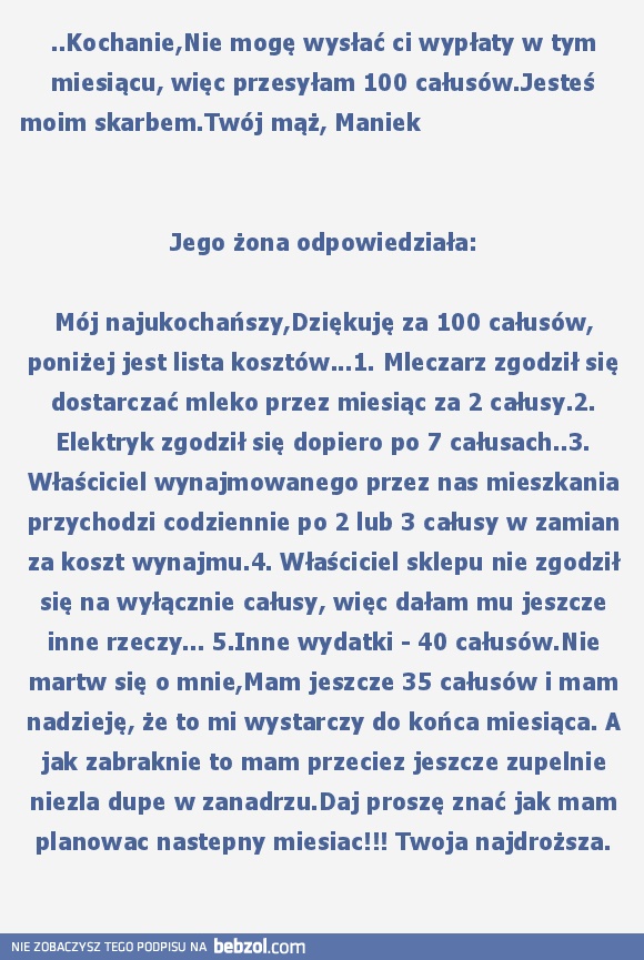Mąż pracujący za granicą napisał do żony...