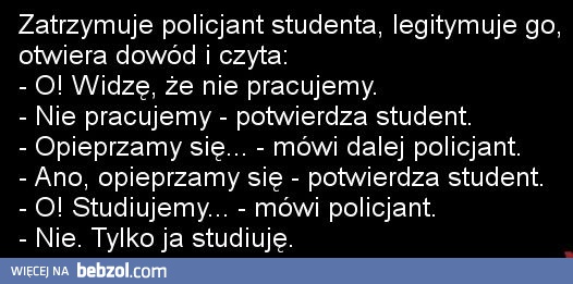 Policjant zatrzymuje studenta