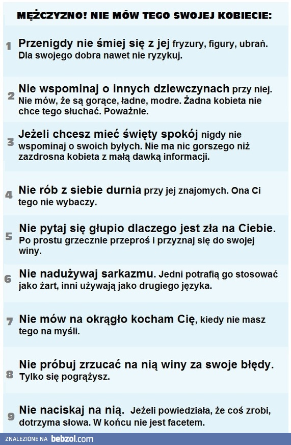 Nie mów tego swojej kobiecie!