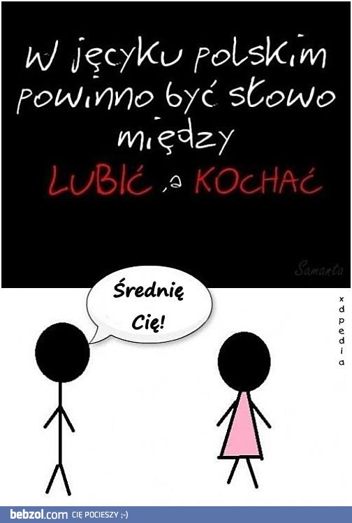 Słowo pomiędzy lubić a kochać