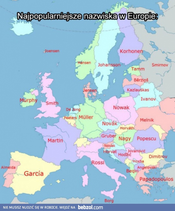 Najpopularniejsze nazwiska w Europie