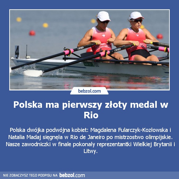 Polska ma pierwszy złoty medal w Rio