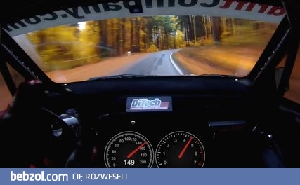 Prawie 210 km/h po leśnym dukcie między drzewami 