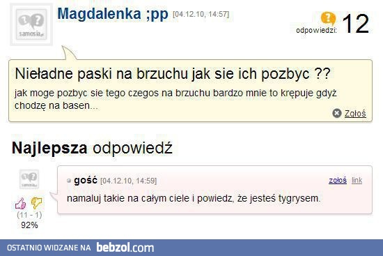 Paski na brzuchu