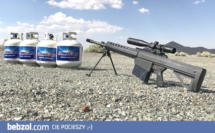 Strzelanie z karabinu snajperskiego do butli z gazem. Test.