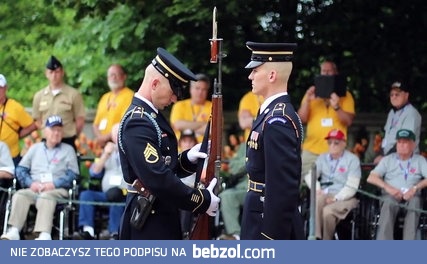 Inspekcja broni przy grobie nieznanego żołnierza na cmentarzu 