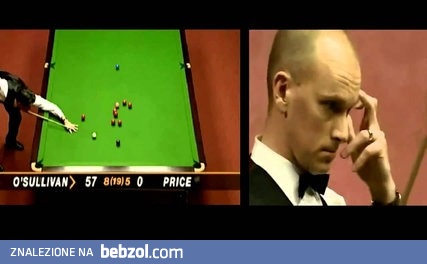 O'Sullivan's 147 vs. Ebdon's 12 (split screen)