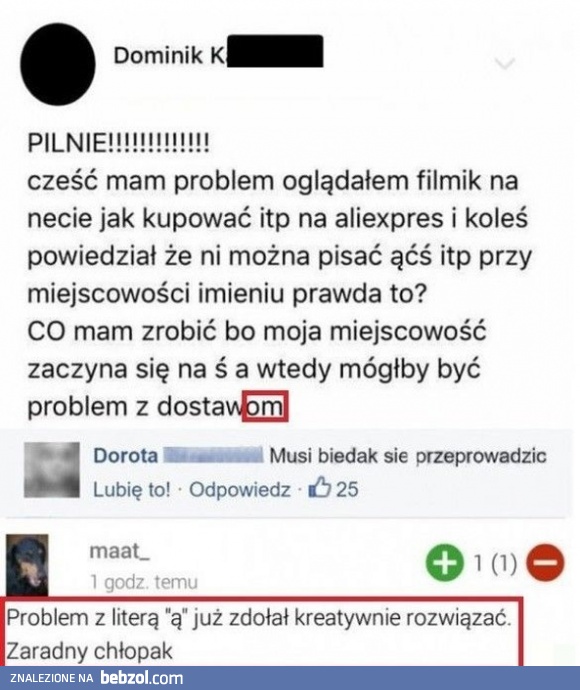 Aliexpres i problem z polskimi znakami
