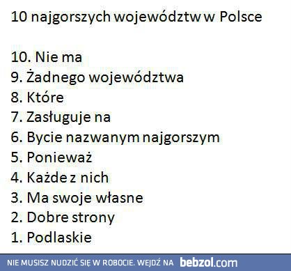 10 najgorszych województw w Polsce